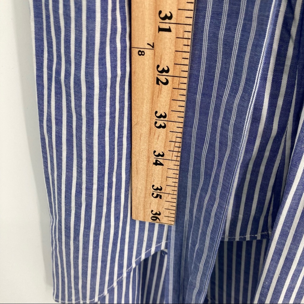 A New Day Pin Stripe Belted Waist Flare Sleeve Wrap Top Dress 1X NEW - Picture 10 of 10
